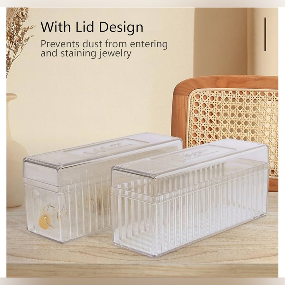 Set of 2 acrylic trinket and jewelry box includes 80 jewelry pouches New
